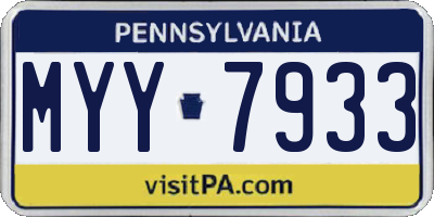 PA license plate MYY7933