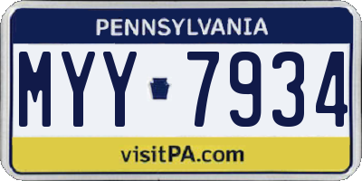 PA license plate MYY7934
