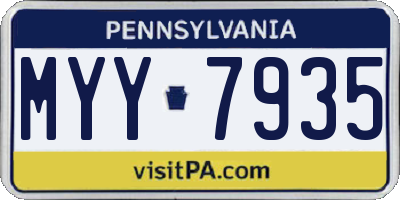 PA license plate MYY7935