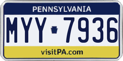 PA license plate MYY7936