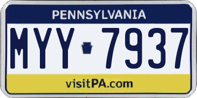 PA license plate MYY7937