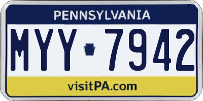 PA license plate MYY7942