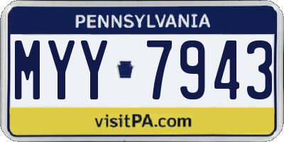 PA license plate MYY7943