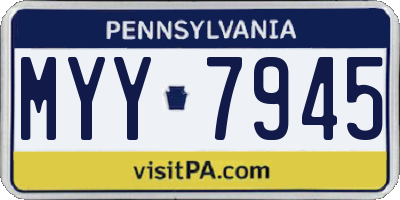 PA license plate MYY7945