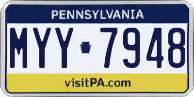 PA license plate MYY7948