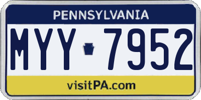 PA license plate MYY7952