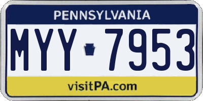 PA license plate MYY7953