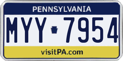 PA license plate MYY7954