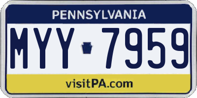 PA license plate MYY7959