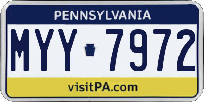 PA license plate MYY7972