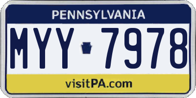 PA license plate MYY7978