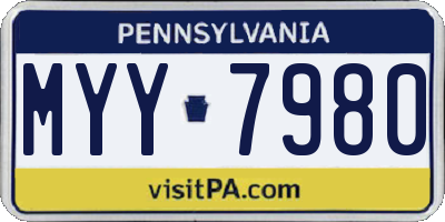 PA license plate MYY7980