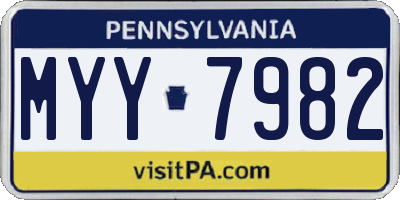PA license plate MYY7982
