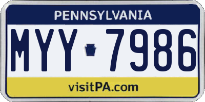 PA license plate MYY7986