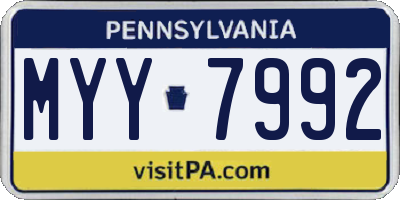 PA license plate MYY7992