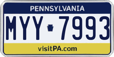 PA license plate MYY7993