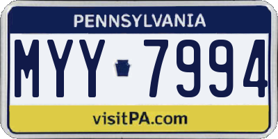 PA license plate MYY7994