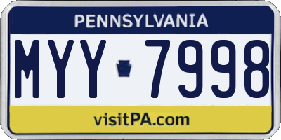 PA license plate MYY7998