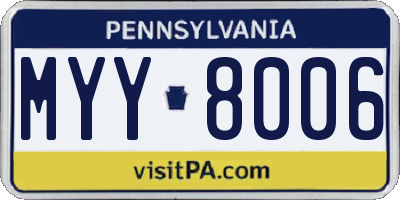PA license plate MYY8006
