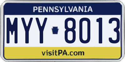 PA license plate MYY8013