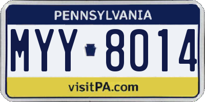 PA license plate MYY8014
