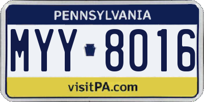 PA license plate MYY8016