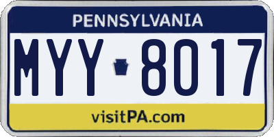 PA license plate MYY8017