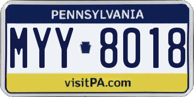 PA license plate MYY8018