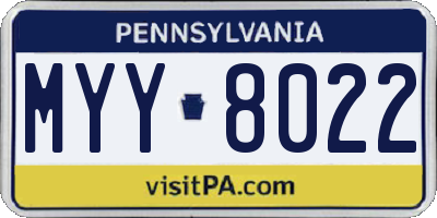 PA license plate MYY8022