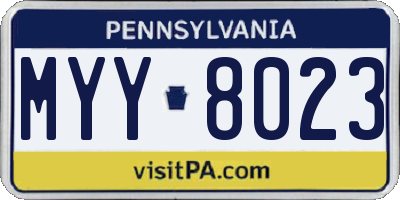 PA license plate MYY8023