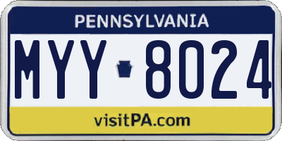 PA license plate MYY8024