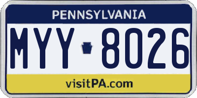 PA license plate MYY8026