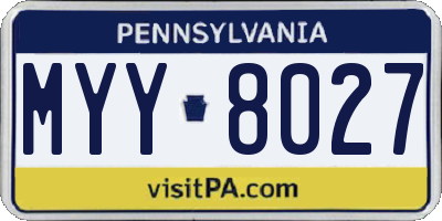 PA license plate MYY8027