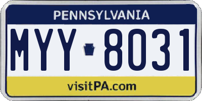 PA license plate MYY8031