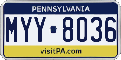 PA license plate MYY8036