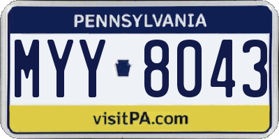 PA license plate MYY8043