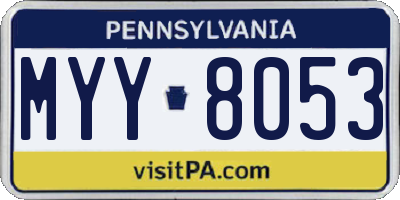 PA license plate MYY8053