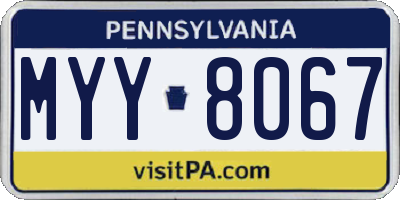 PA license plate MYY8067
