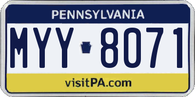 PA license plate MYY8071