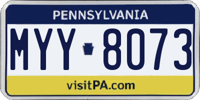PA license plate MYY8073