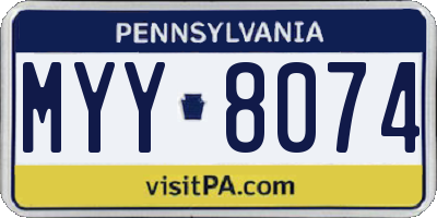 PA license plate MYY8074