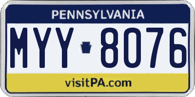 PA license plate MYY8076