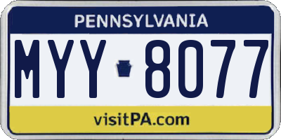 PA license plate MYY8077