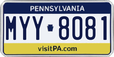 PA license plate MYY8081
