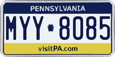PA license plate MYY8085