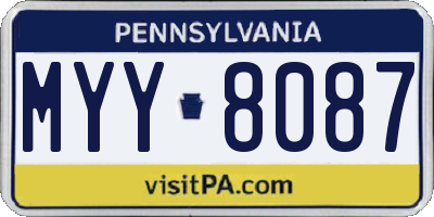 PA license plate MYY8087