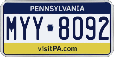 PA license plate MYY8092