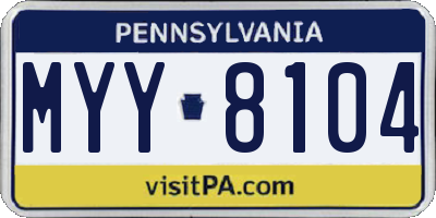 PA license plate MYY8104