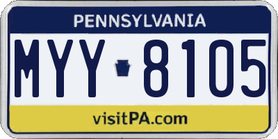 PA license plate MYY8105