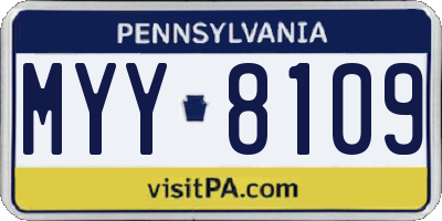 PA license plate MYY8109
